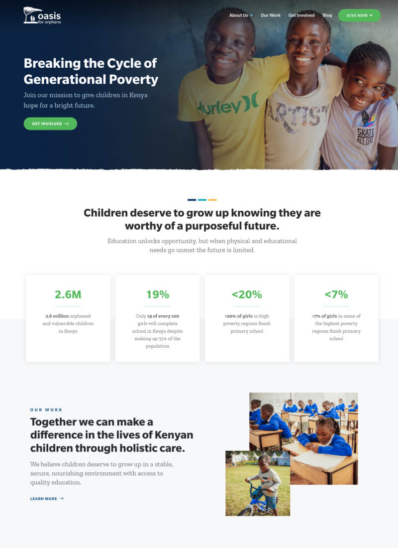 The Oasis for Orphans website